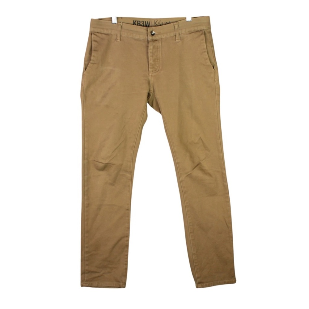 Kr3w KSlim Jeans Men 30x 31 Khaki Denim Work Wear Straight Durable Slim